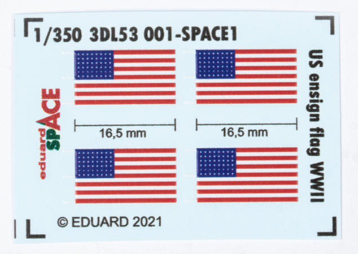 US ensign flag WWII SPACE 3D Decal instruments with etched parts 1/350