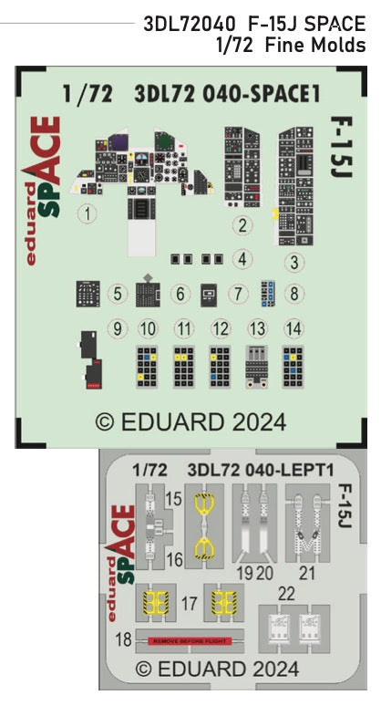 McDonnell F-15J Eagle - 3D-printed waterslide instrument decals and etched seat-belts (designed to be used with Fine Molds kits)