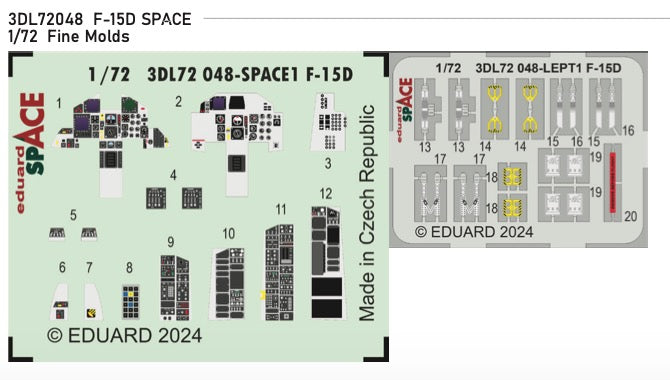 McDonnell F-15D Eagle - 3D-printed waterslide instrument decals and etched seat-belts (designed to be used with Fine Molds kits)