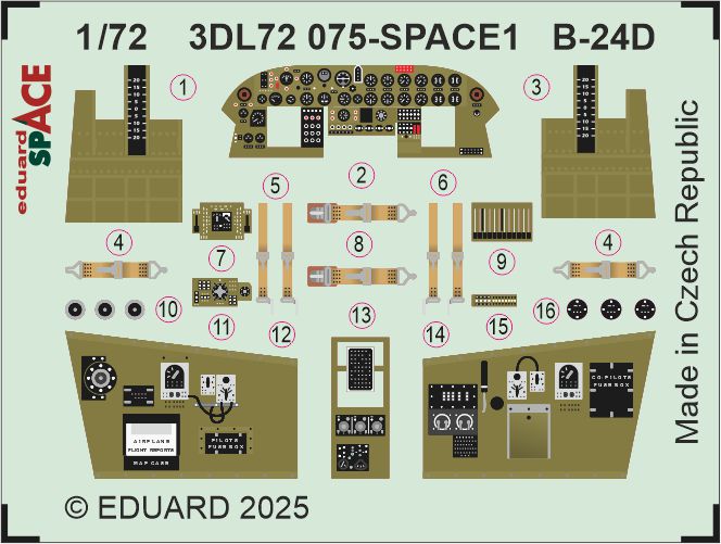 Consolidate B-24D Liberator SPACE set - 3D waterslide decals and STEEL PE parts. 1/72 (designed to be used with Airfix kits)