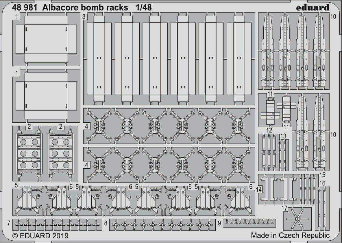 Fairey Albacore bomb racks (designed to be used with Trumpeter kits)