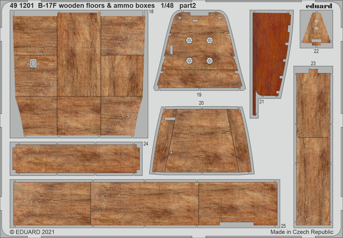 Boeing B-17F Flying Fortress wooden floors & ammo boxes (designed to be used with Hong Kong Models kits)
