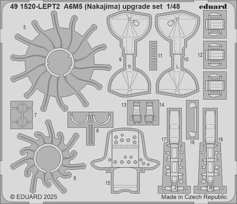 Mitsubishi A6M5 Zero (Nakajima) engine, undercarriage doors and seat upgrade set (designed to be used with Eduard kits)