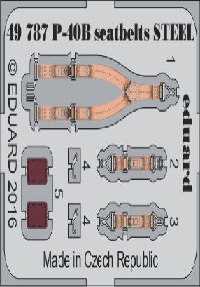 Curtiss P-40B Tomahawk seatbelts STEEL (designed to be used with Airfix kits)