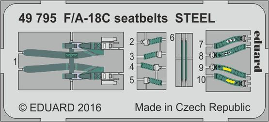 McDonnell-Douglas F/A-18C Hornet: seatbelts STEEL (designed to be used with Kinetic Model kits)