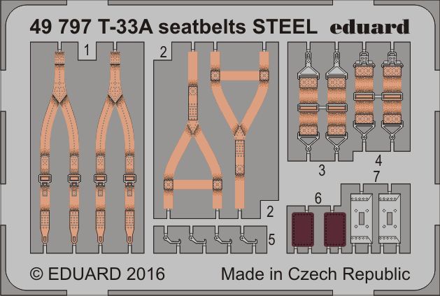 Lockheed T-33A Shooting Star seatbelts STEEL (designed to be used with Great Wall Hobby kits)