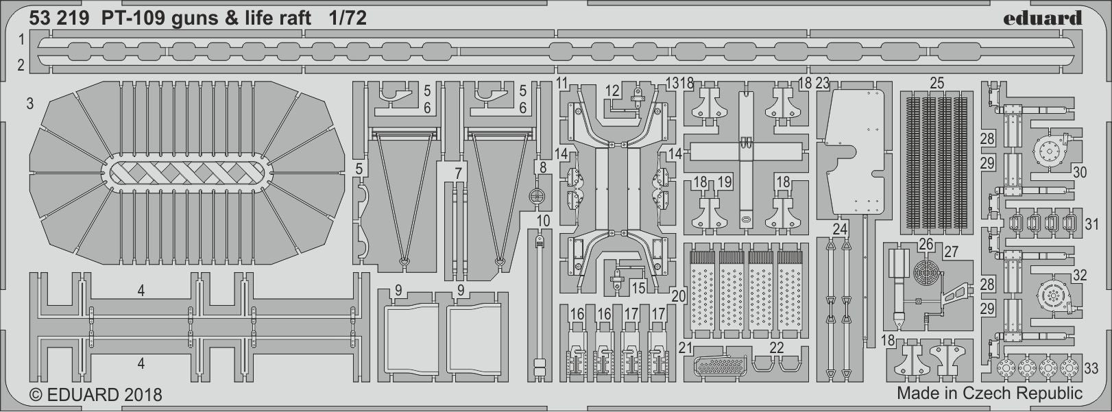 PT-109 Patrol Torpedo Boat guns & life raft (designed to be used with Revell kits)