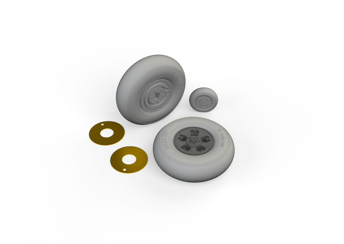 Supermarine Spitfire Mk.IXc wheels 5 spoke 1/24 (designed to be used with Airfix kits)