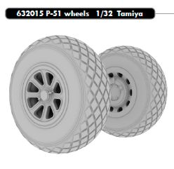 North-American P-51D Mustang wheels with weighted tyre effect (designed to be used with Tamiya kits)
