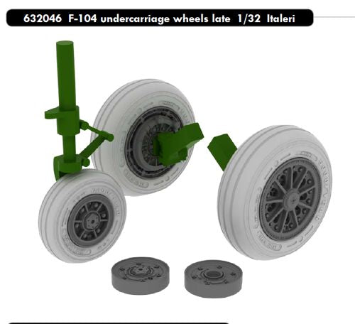 Lockheed F-104C Starfighter late wheels with weighted tyre effect (designed to be used with Italeri kits)