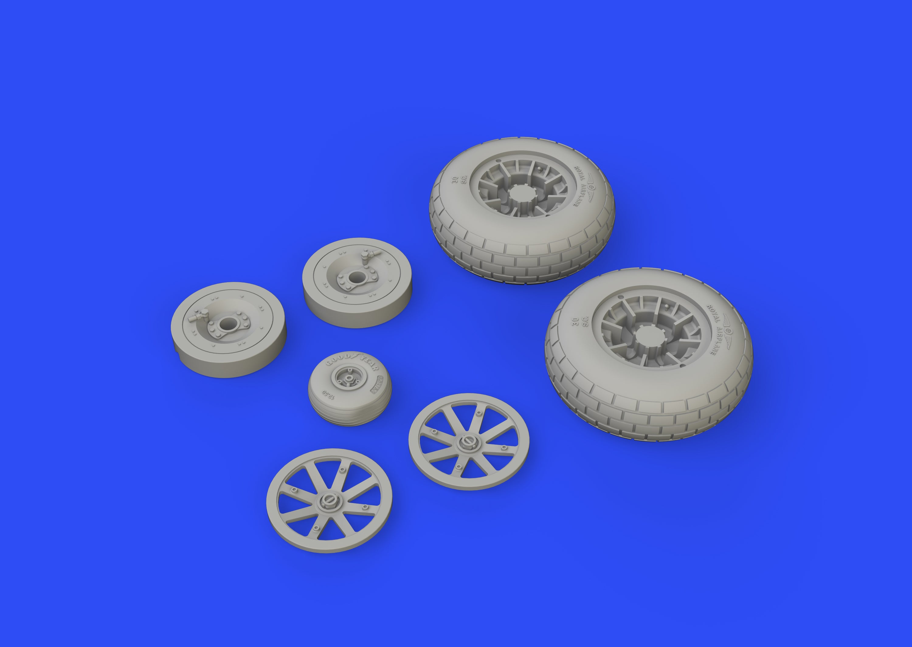 Curtiss P-40N Warhawk wheels with weighted tyre effect (designed to be used with Trumpeter kits)