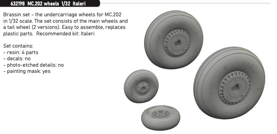 Macchi C.202 Folgore wheels (designed to be used with Italeri kits)
