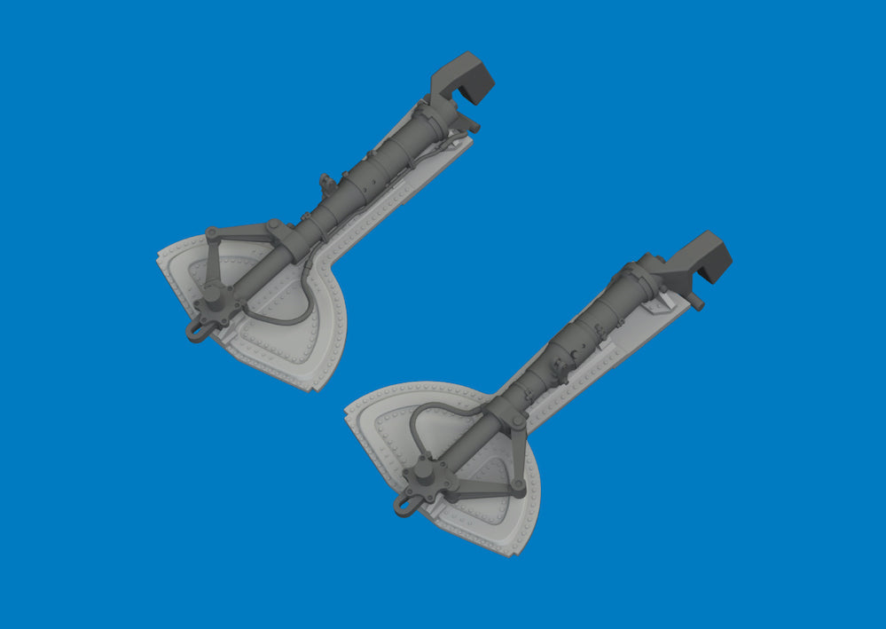 Messerschmitt Bf-109G undercarriage legs (3D-Printed) and undercarriage doors RESIN 1/32 (designed to be used with Revell kits)