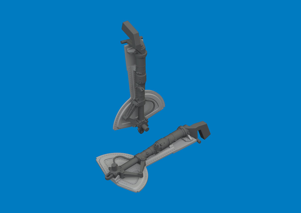Messerschmitt Bf-109G undercarriage legs (3D-Printed) and undercarriage doors RESIN 1/32 (designed to be used with Revell kits)