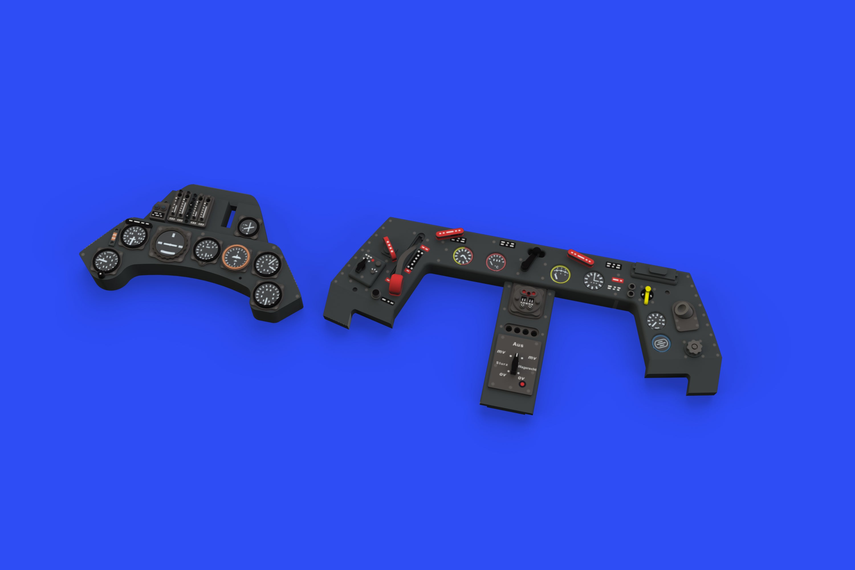 Focke-Wulf Fw-190A-8 LooK set - Brassin pre-painted dashboard and STEEL seatbelts (designed to be used with Revell kits)