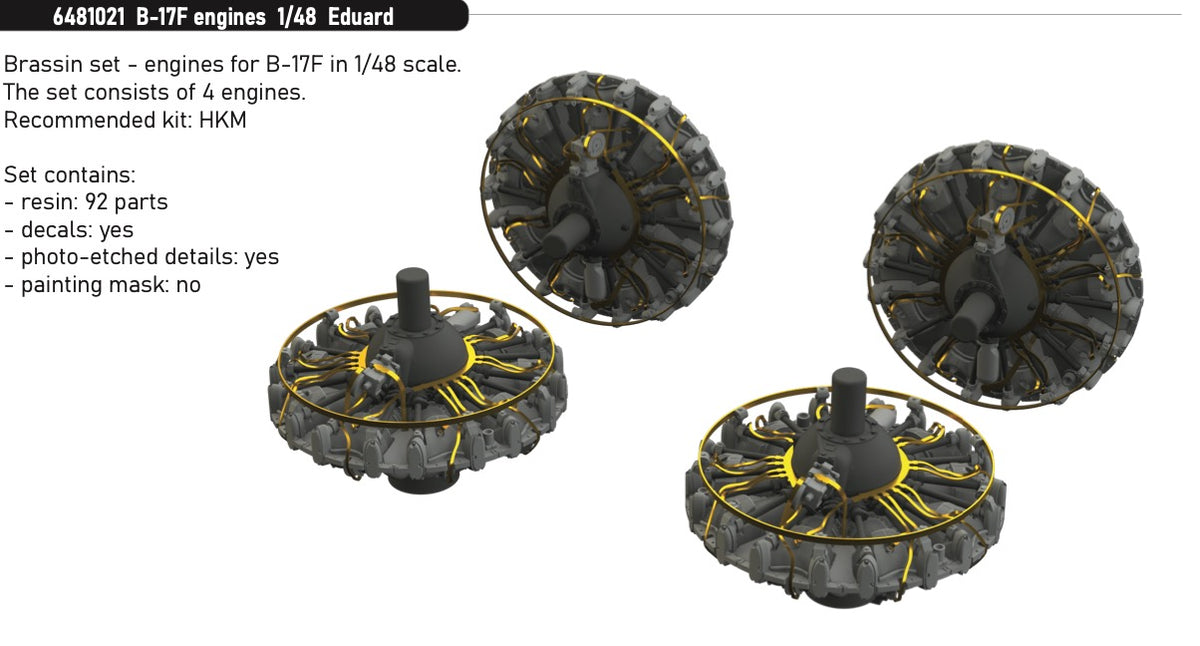 Boeing B-17F Flying Fortress engines 1/48 (designed to be used with Eduard kits)