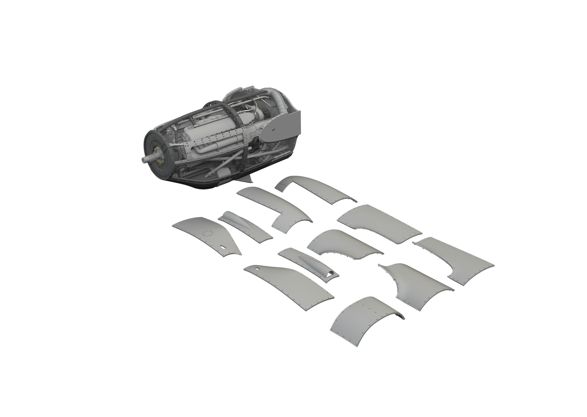 Lockheed P-38F/P-38G Lightning right engine (3D-Printed) 1/48 (designed to be used with Tamiya kits)