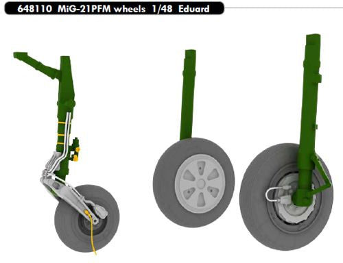 RE-RELEASED!!! Mikoyan MiG-21PFM wheels with weighted tyre effect (designed to be used with Eduard kits)