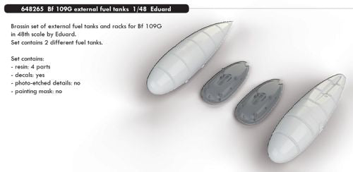 Messerschmitt Bf-109G-2/Bf-109G-5/Bf-109G-6 external fuel tanks (designed for use with Eduard kits)