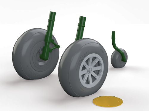 Curtiss P-40B Tomahawk wheels with weighted tyre effect (designed to be used with Airfix kits)
