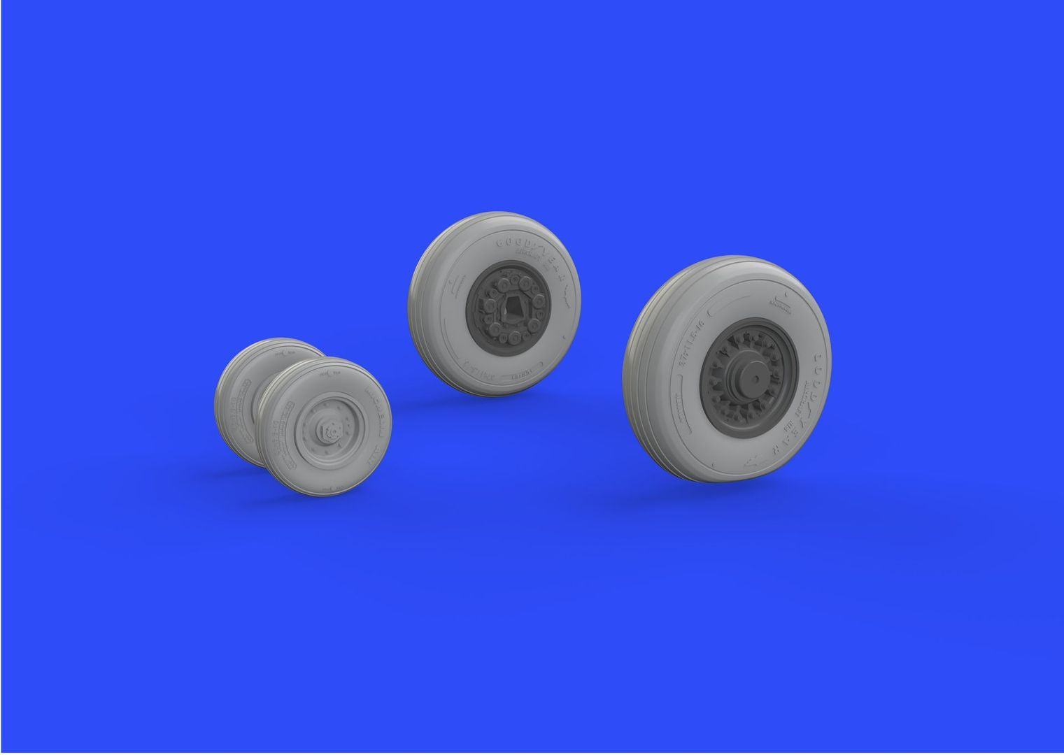 Grumman F-14A Tomcat late wheels with weighted tyre effect (designed to be used with Tamiya kits)