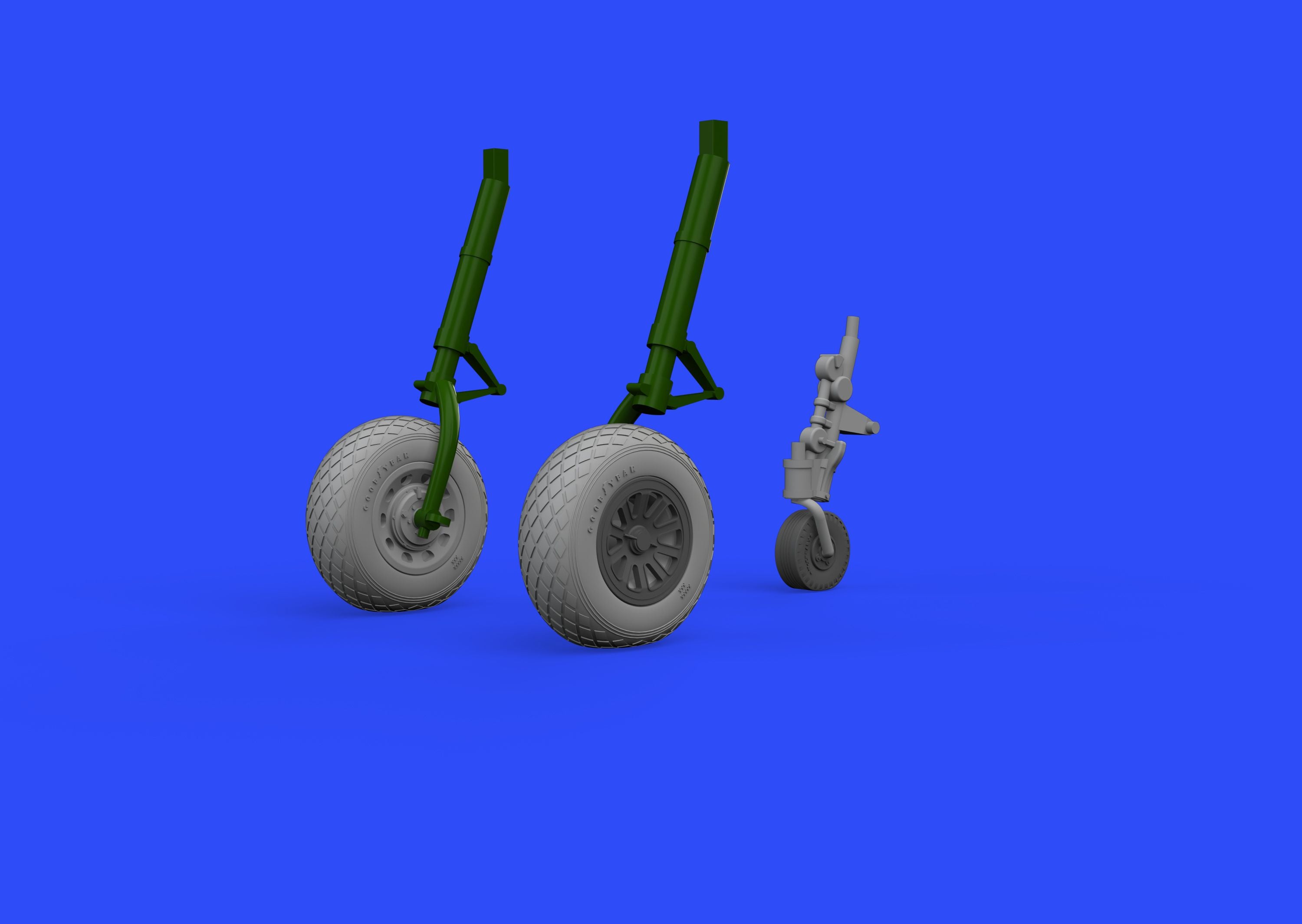 North-American P-51D Mustang wheels with weighted tyre effect (designed to be used with Airfix kits)(F-51D)