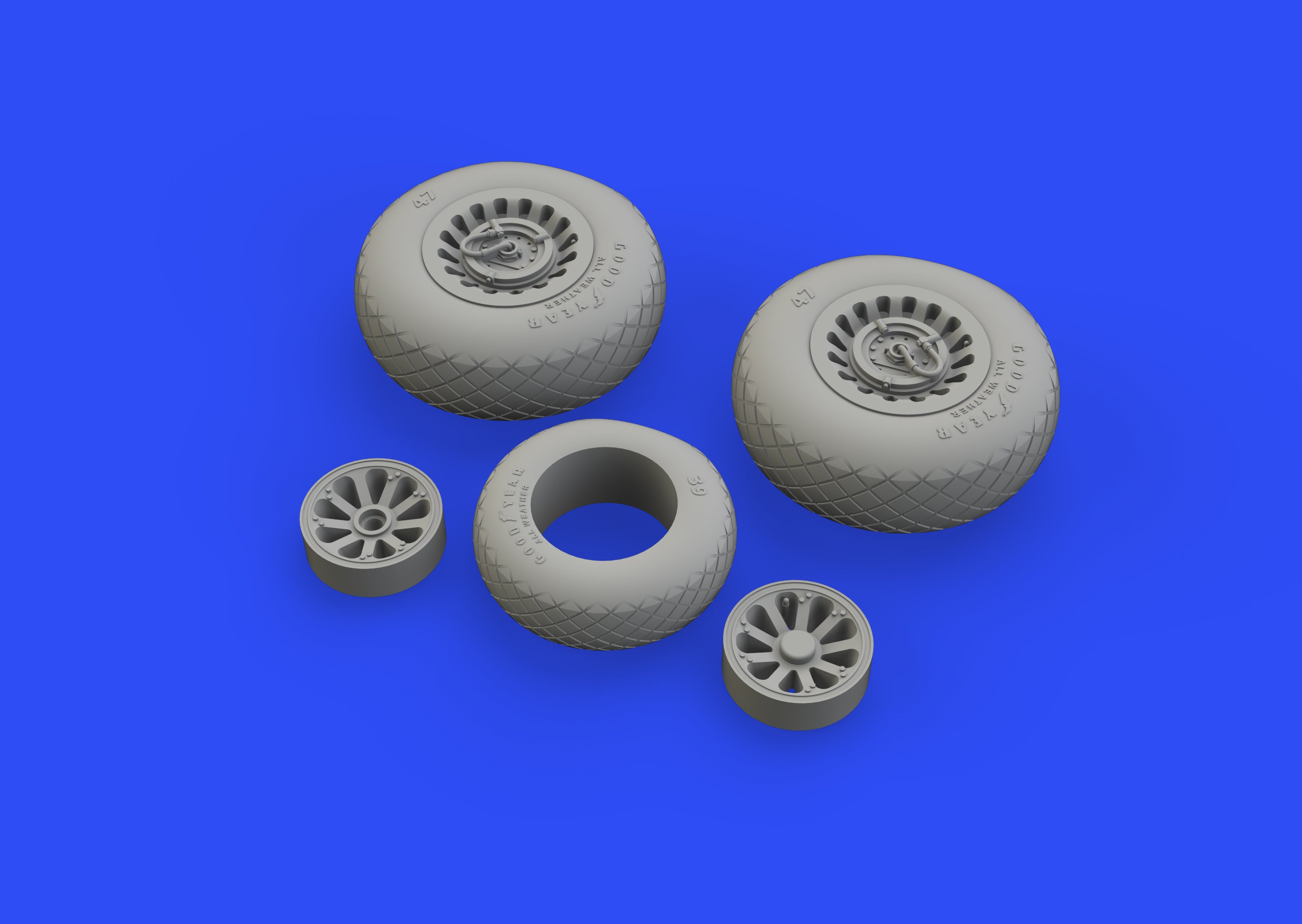 Douglas A-26B/B-26 Invader wheels with weighted tyre effect (designed to be used with ICM UA UK kits)