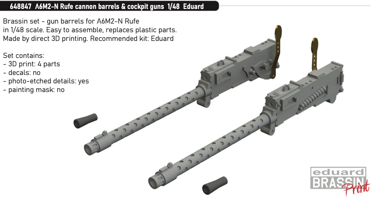 Nakajima A6M2-N Rufe cannon barrels & cockpit guns (3D-Printed) (designed to be used with Eduard kits)