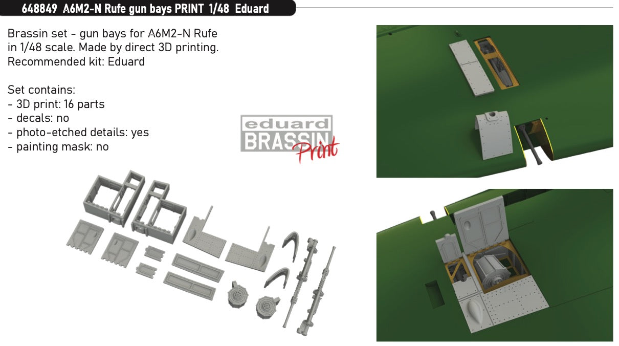 Nakajima A6M2-N Rufe gun bays (3D-Printed) (designed to be used with Eduard kits)
