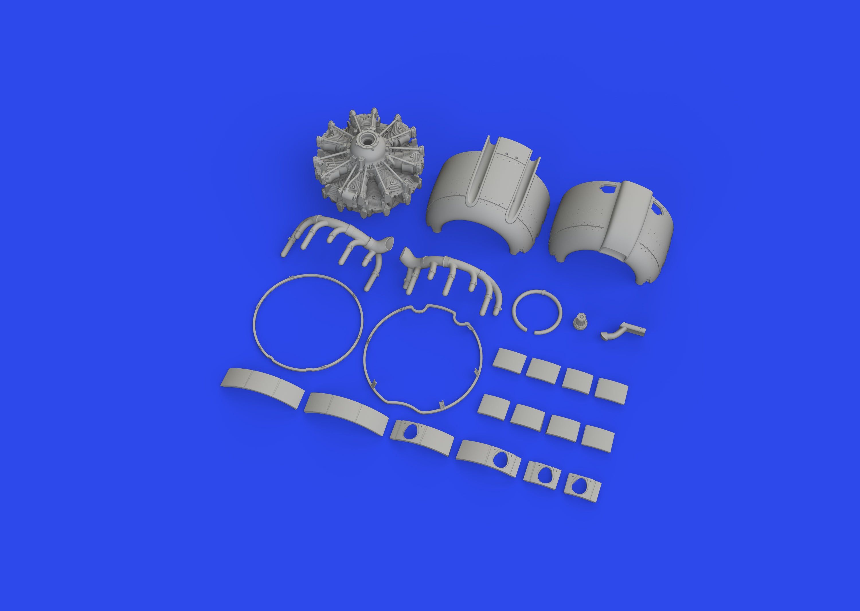 Nakajima A6M2-N Rufe engine complete (3D-Printed) (designed to be used with Eduard kits)