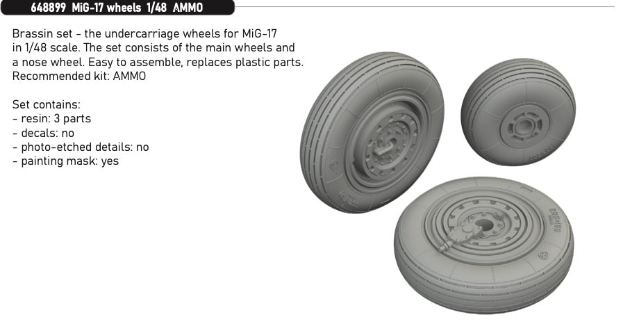 Mikoyan MiG-17 wheels (designed to be used with Ammo and Kinetic Model kits)