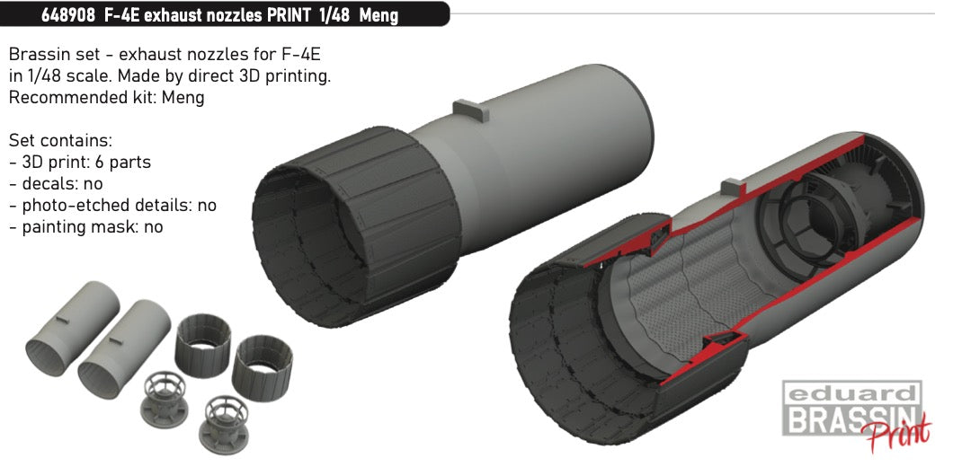 McDonnell F-4E Phantom exhaust nozzles (3D-Printed) (designed to be used with Meng Model kits)