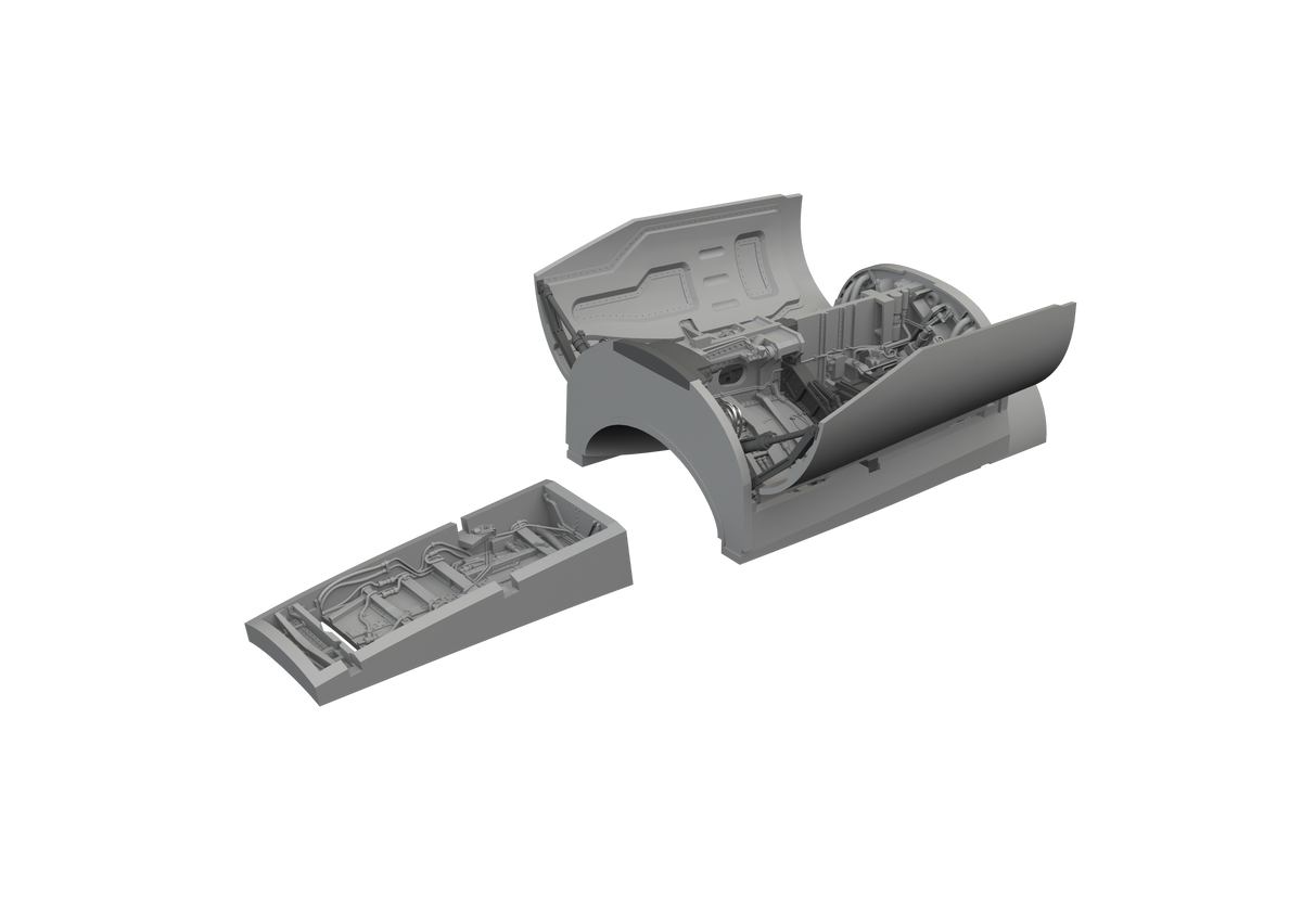 Lockheed-Martin F-16C Fighting Falcon wheel bays early (3D-Printed) 1/48 (designed to be used with Kinetic Model kits)
