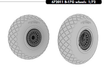 Boeing B-17G Flying Fortress wheels with weighted tyre effect (designed to be used with Academy, Hasegawa and Revell kits)