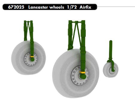 Avro Lancaster B.II wheels with weighted tyre effect (designed to be used with Airfix kits)