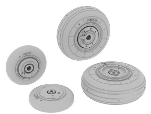 Mikoyan MiG-29A 'Fulcrum' wheels with weighted tyre effect (designed to be used with Trumpeter kits)