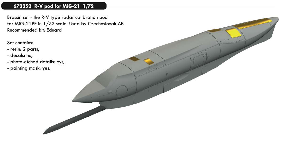 R-V pod for Mikoyan MiG-21 (designed to be used with Eduard kits)