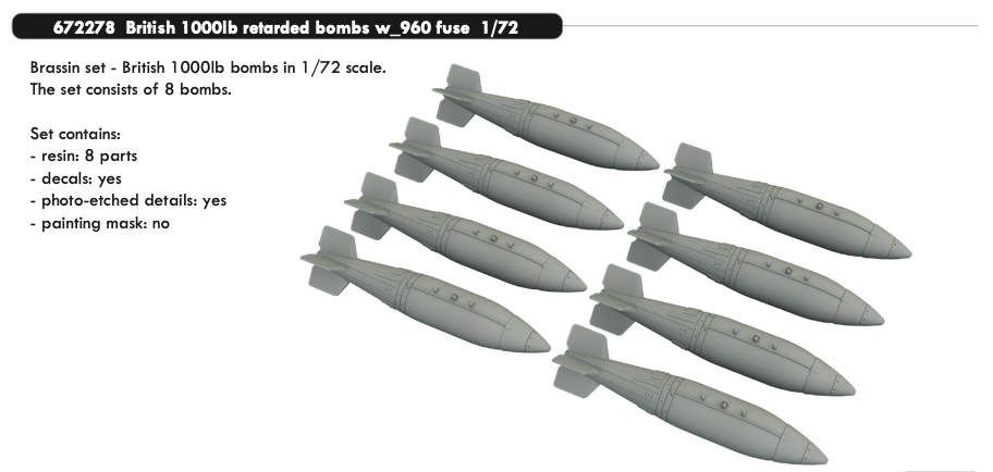 British 1000lb retarded bombs w_960 fuse 1/72
