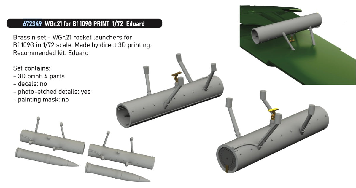 WGr.21 for Messerschmitt Bf-109G (3D-Printed) (designed to be used with Eduard kits)