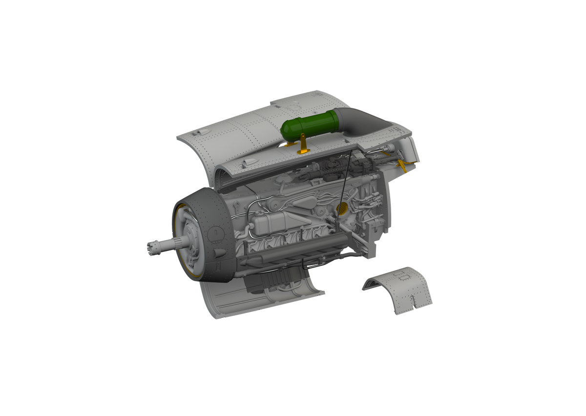 Messerschmitt Bf-109G-2 /Bf-109G-4 engine (3D-Printed) 1/72 (designed to be used with Eduard kits)