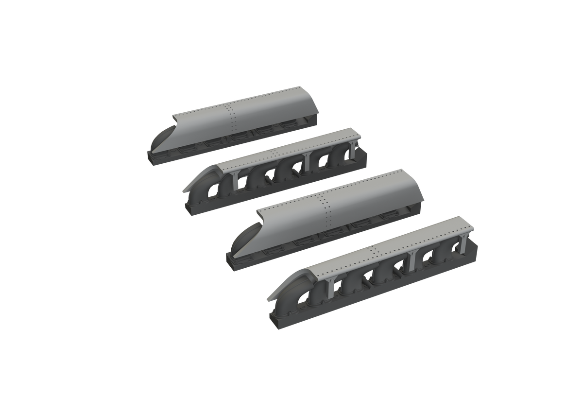 Messerschmitt Me-410A-1/U-2 exhaust stacks (3D-Printed) 1/72 (designed to be used with Airfix kits)
