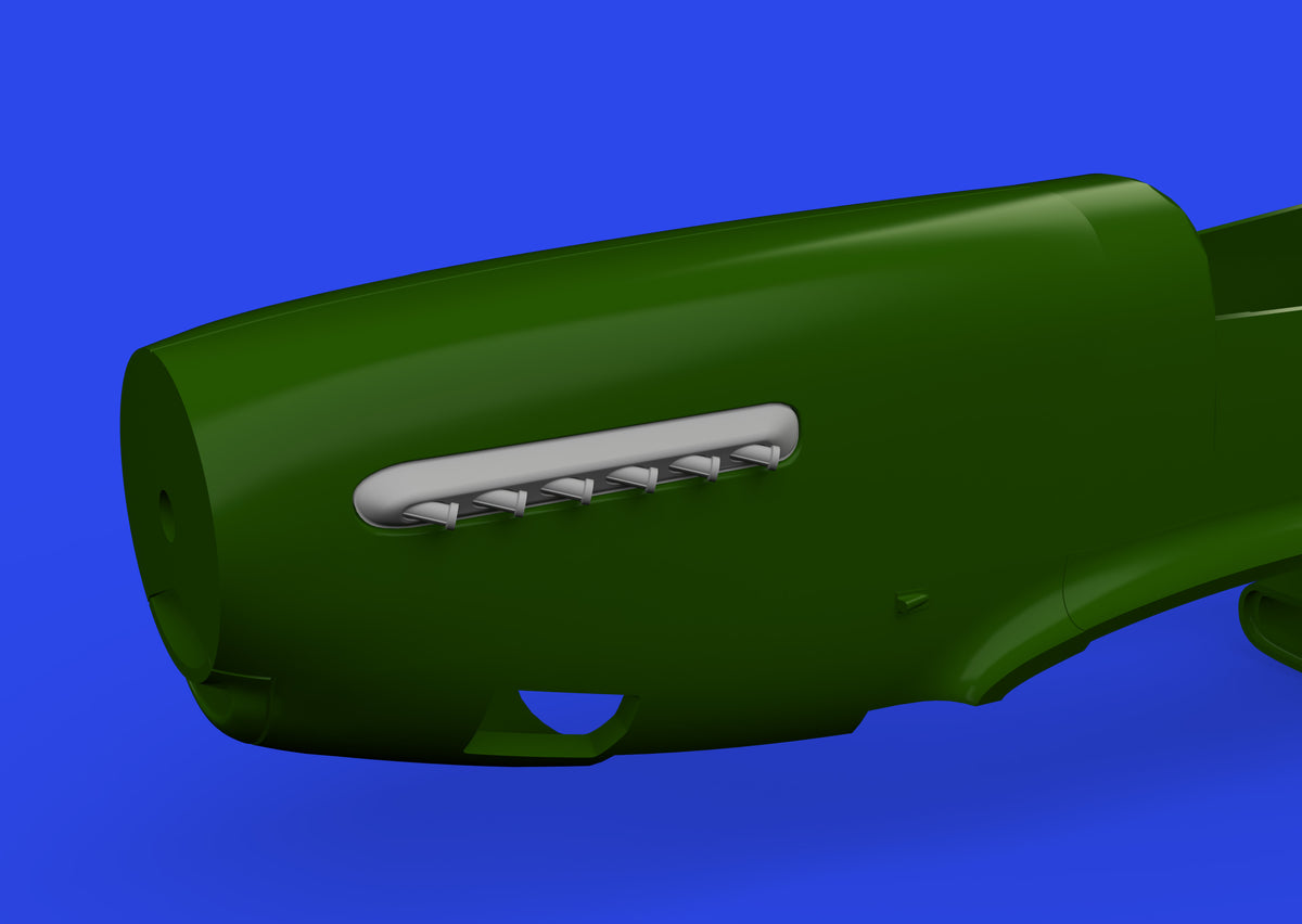 North-American P-51D Mustang exhaust stacks with fairing (3D-Printed) 1/72 (designed to be used with Eduard kits)