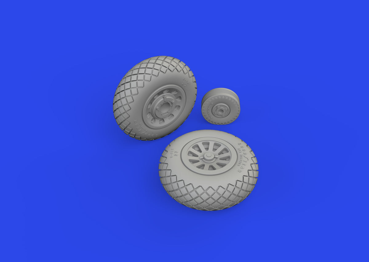 North-American P-51D Mustang wheels diamond tread 2 1/72 (designed to be used with Eduard kits)