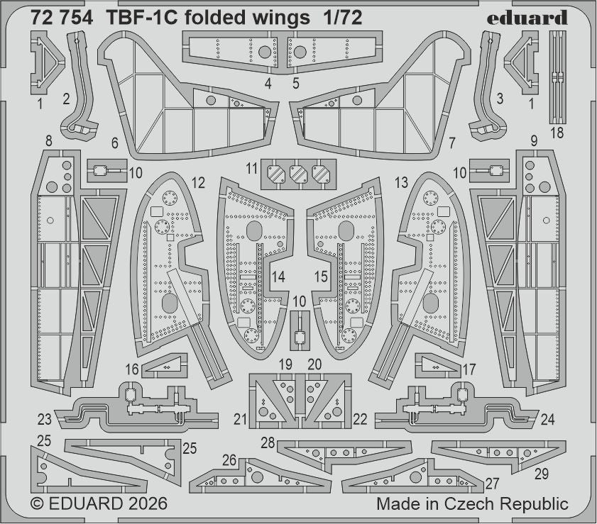 Grumman TBF-1C Avenger folded wings 1/72 (designed to be used with Hobby Boss kits)