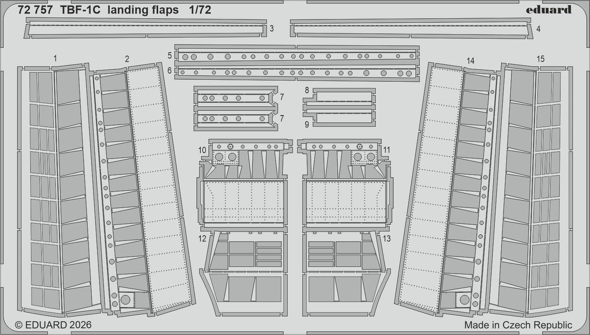Grumman TBF-1C Avenger landing flaps 1/72 (designed to be used with Hobby Boss kits)
