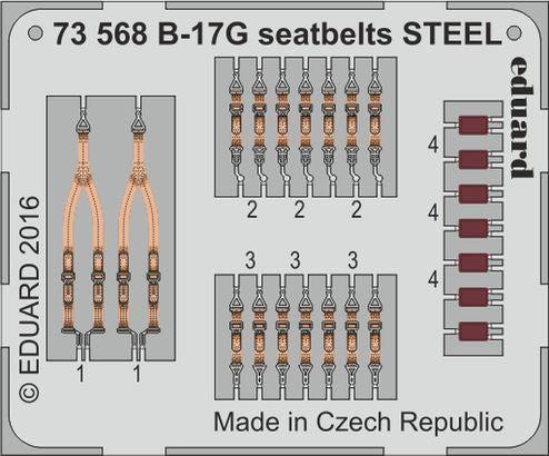 Boeing B-17G Flying Fortress (for 2016 mould) seatbelts STEEL (designed to be used with Airfix kits)