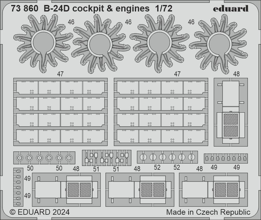 Consolidated B-24D Liberator cockpit & engines 1/72 (designed to be used with Airfix kits)