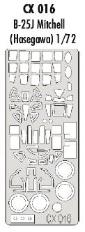 North-American B-25J Mitchell canopy frame paint mask (designed to be used with Hasegawa kits) (made from yellow Japanese produced Kabuki tape)
