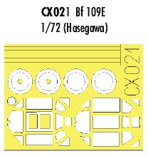 Messerschmitt Bf-109E canopy frame and wheels etc (designed to be used with Hasegawa kits) (made from yellow Japanese produced Kabuki tape)