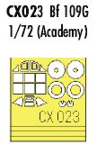 Messerschmitt Bf-109G canopy frame and wheels etc (designed to be used with Academy kits) (made from yellow Japanese produced Kabuki tape)